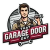 Logo of a garage door repairman holding a wrench with the text “That Garage Door Guy”
